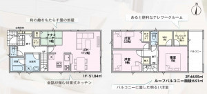 多賀城市伝上山、新築一戸建ての間取り画像です