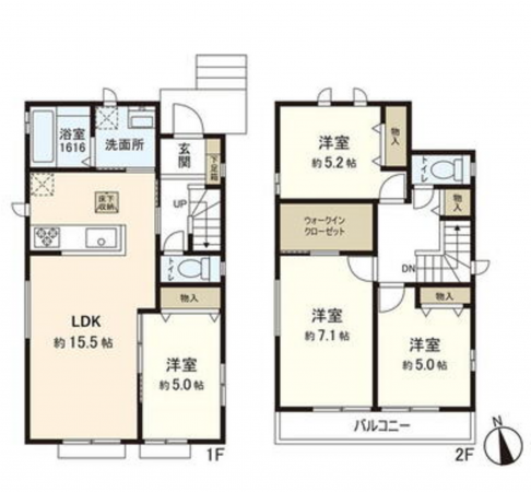 多賀城市東田中、新築一戸建ての間取り画像です