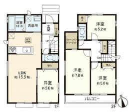 多賀城市東田中、新築一戸建ての間取り画像です