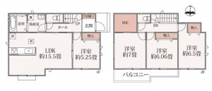 仙台市宮城野区新田、新築一戸建ての間取り画像です