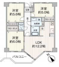 仙台市宮城野区岩切、マンションの間取り画像です