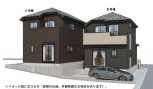 仙台市宮城野区自由ケ丘、新築一戸建ての完成予想図（外観）画像です