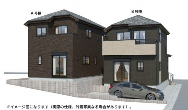 仙台市宮城野区自由ケ丘、新築一戸建ての完成予想図（外観）画像です