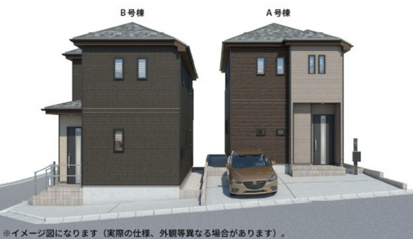 仙台市宮城野区自由ケ丘、新築一戸建ての完成予想図（外観）画像です