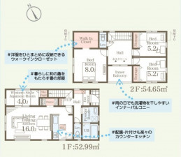 仙台市宮城野区鶴ケ谷、新築一戸建ての間取り画像です