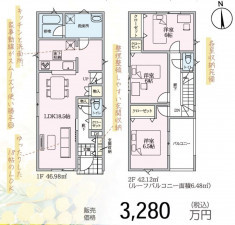 仙台市宮城野区鶴ケ谷、新築一戸建ての間取り画像です