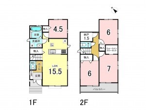 八千代市勝田台、新築一戸建ての間取り画像です