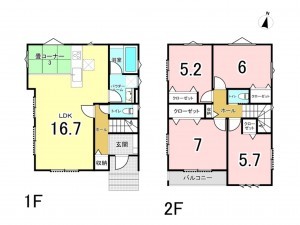八千代市萱田、中古一戸建ての間取り画像です