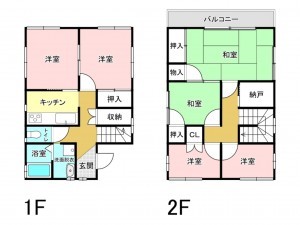 八千代市島田台、中古一戸建ての間取り画像です