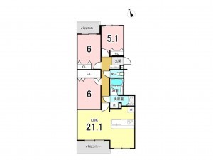 八千代市上高野、マンションの間取り画像です