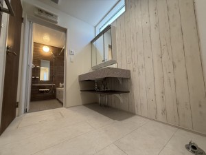 八千代市勝田台南、新築一戸建ての洗面画像です
