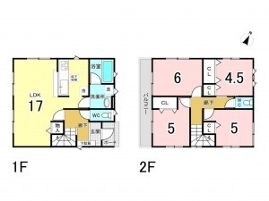 八千代市上高野、中古一戸建ての間取り画像です