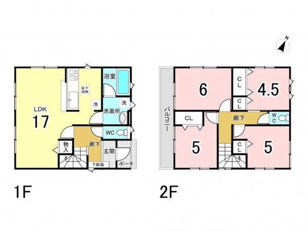 八千代市上高野、中古一戸建ての間取り画像です