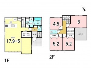 八千代市勝田台南、新築一戸建ての間取り画像です