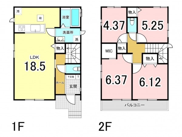 八千代市勝田台、新築一戸建ての間取り画像です