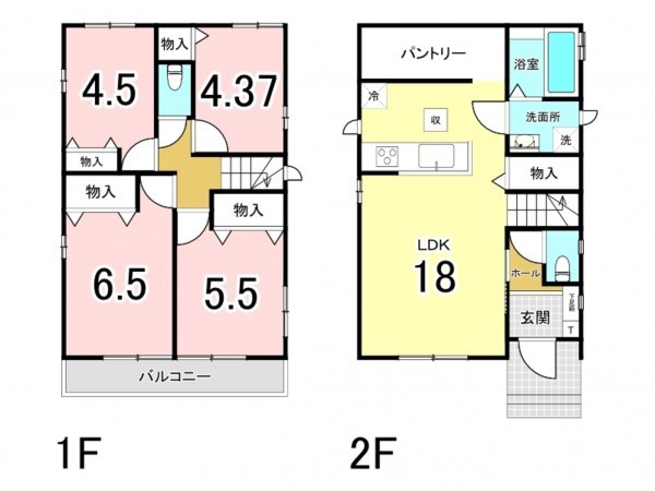 八千代市勝田台、新築一戸建ての間取り画像です