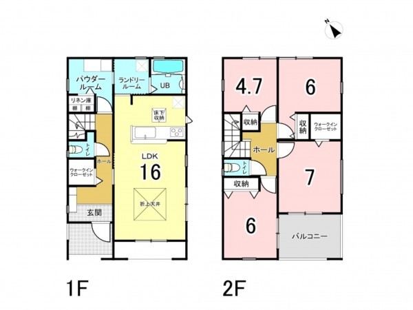 八千代市上高野、新築一戸建ての間取り画像です