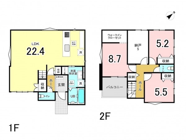八千代市大和田、新築一戸建ての間取り画像です