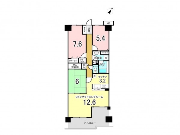 八千代市大和田新田、マンションの間取り画像です