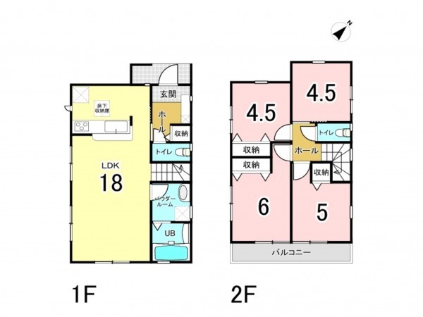 八千代市勝田台、新築一戸建ての間取り画像です