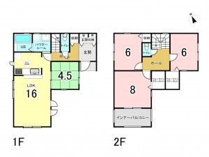 八千代市大和田、新築一戸建ての間取り画像です