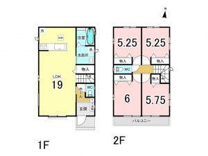 八千代市下市場、新築一戸建ての間取り画像です