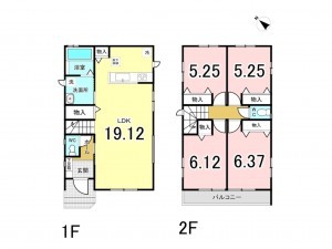 八千代市勝田台、新築一戸建ての間取り画像です