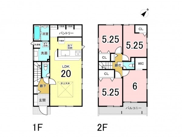 八千代市勝田台、新築一戸建ての間取り画像です