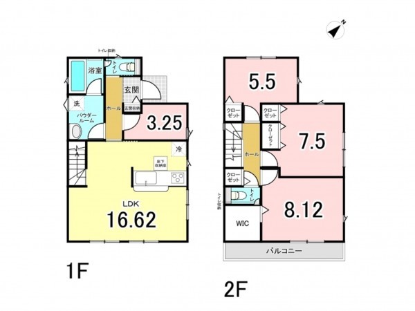 八千代市勝田台、新築一戸建ての間取り画像です