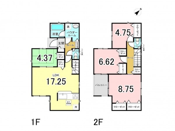 八千代市勝田台、新築一戸建ての間取り画像です