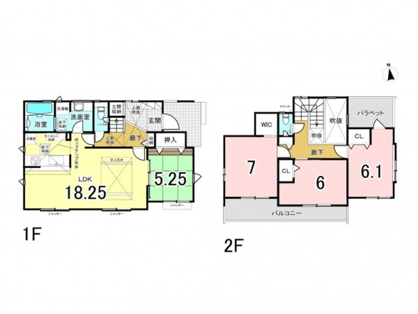 八千代市上高野、新築一戸建ての間取り画像です