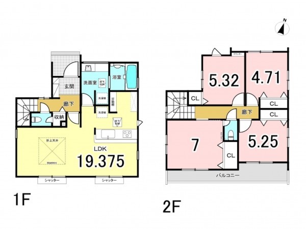 八千代市大和田新田、新築一戸建ての間取り画像です