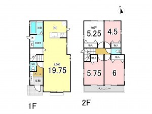 八千代市萱田町、新築一戸建ての間取り画像です