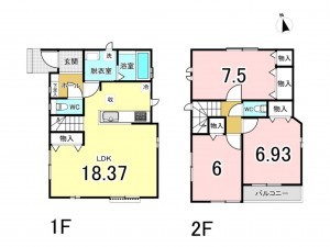 八千代市萱田町、新築一戸建ての間取り画像です