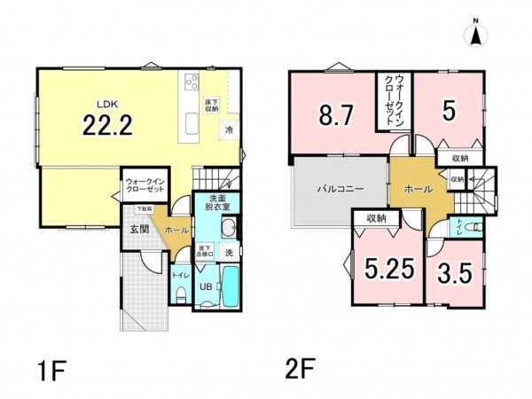 八千代市大和田新田、新築一戸建ての間取り画像です