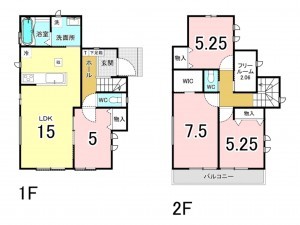 八千代市大和田、新築一戸建ての間取り画像です