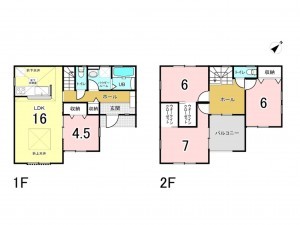 八千代市八千代台東、新築一戸建ての間取り画像です