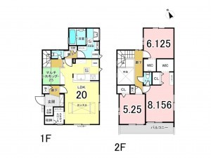 八千代市大和田、新築一戸建ての間取り画像です