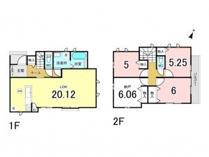 八千代市大和田新田、新築一戸建ての間取り画像です