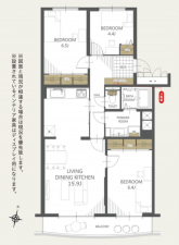 八千代市勝田台南、マンションの間取り画像です