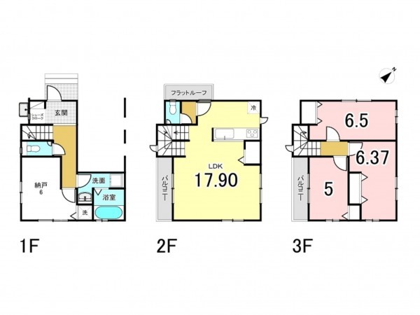 八千代市大和田新田、新築一戸建ての間取り画像です