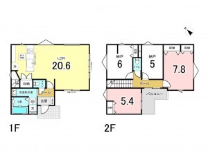 八千代市萱田、新築一戸建ての間取り画像です