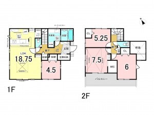 八千代市八千代台南、新築一戸建ての間取り画像です