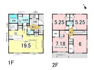 八千代市八千代台東、新築一戸建ての間取り画像です