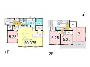 八千代市上高野、新築一戸建ての間取り画像です