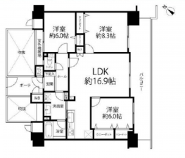 八千代市緑が丘西、マンションの間取り画像です