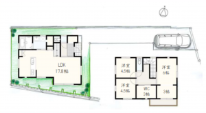 川西市新田、新築一戸建ての間取り画像です