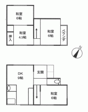 川西市錦松台、中古一戸建ての間取り画像です