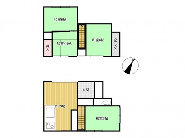 川西市錦松台、中古一戸建ての間取り画像です