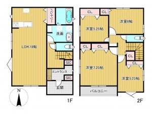 川西市多田院、新築一戸建ての間取り画像です